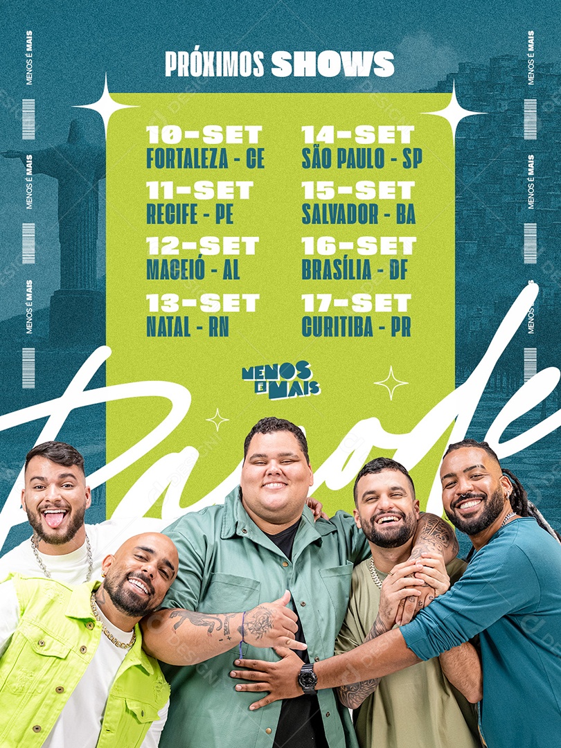 Flyer Evento Próximos Shows Menos É Mais Social Media PSD Editável