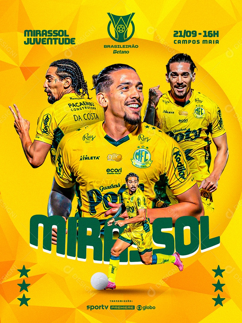 Mirassol Vs Juventude Brasileirão 2025 Social Media PSD Editável