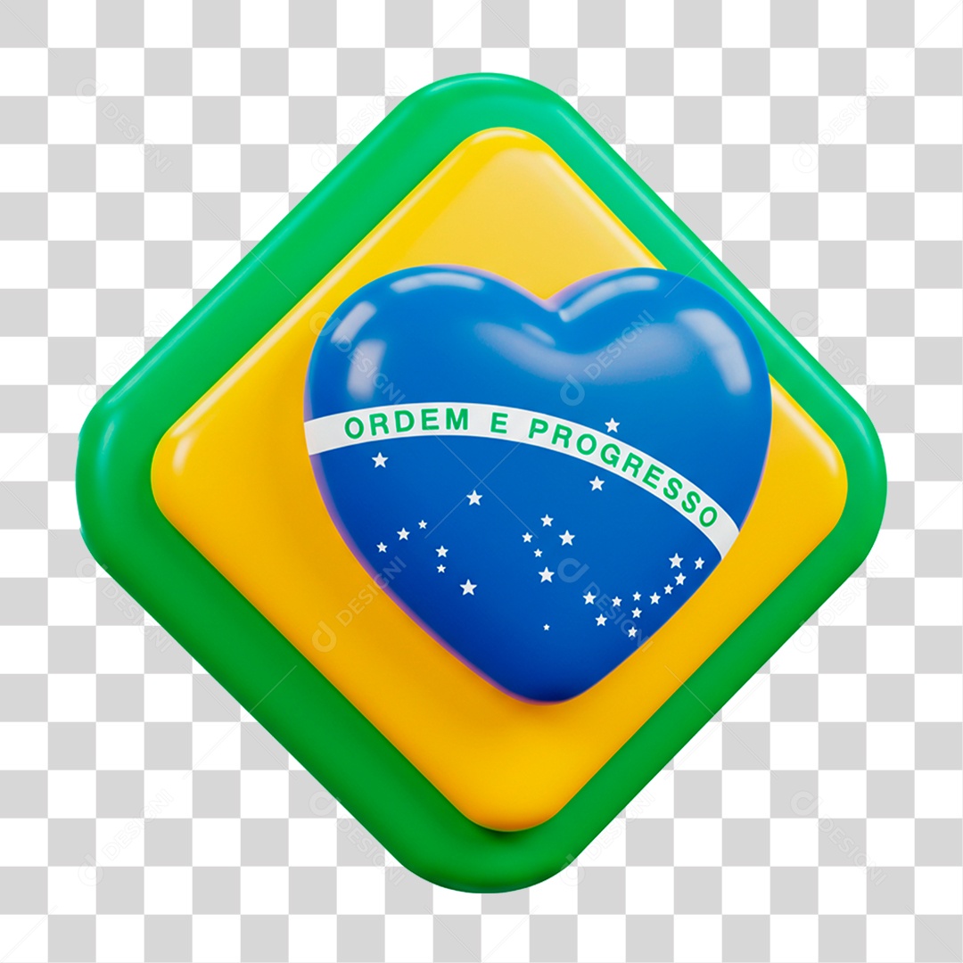 Ícone 3D Bandeira do Brasil PNG Transparente