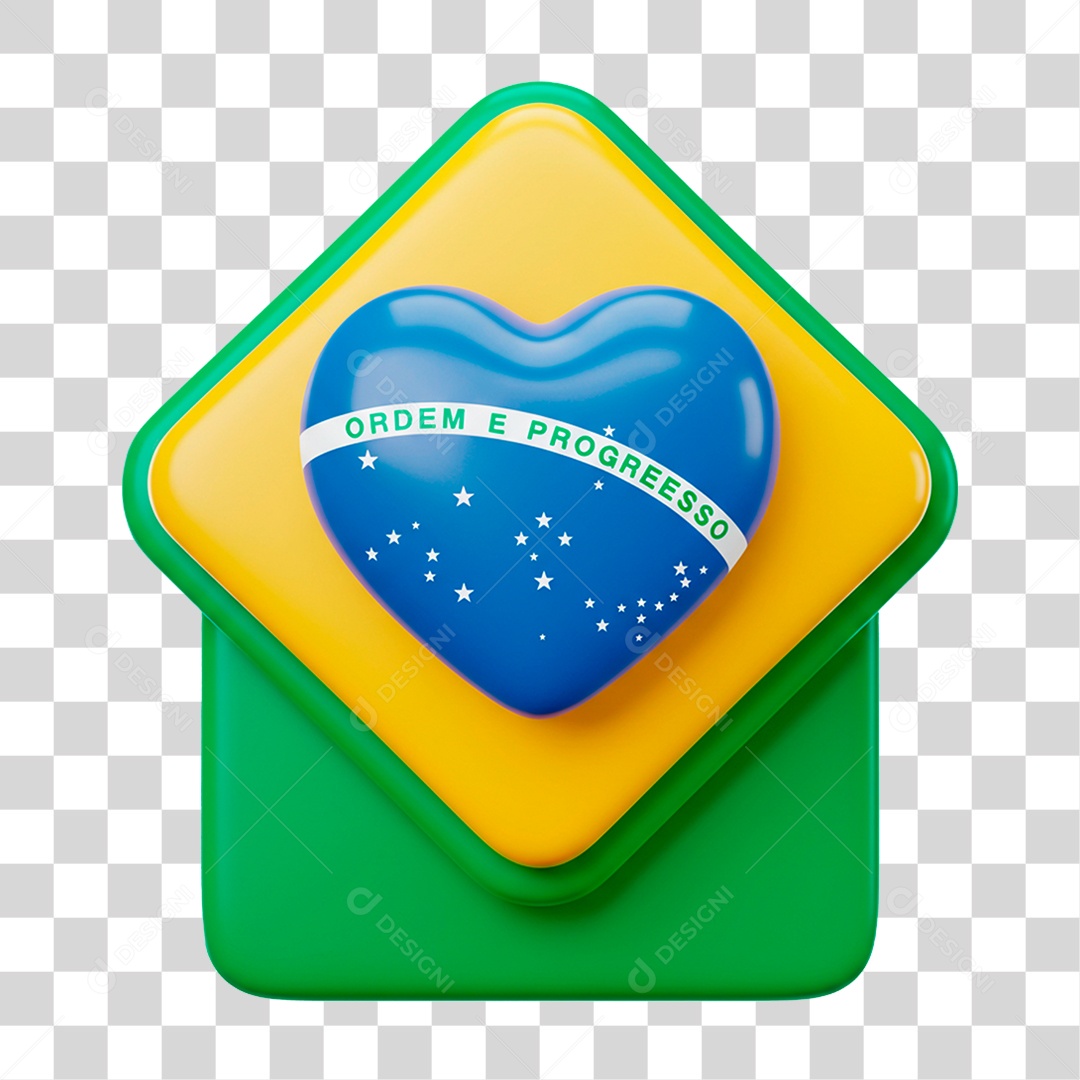Ícone 3D Bandeira do Brasil PNG Transparente