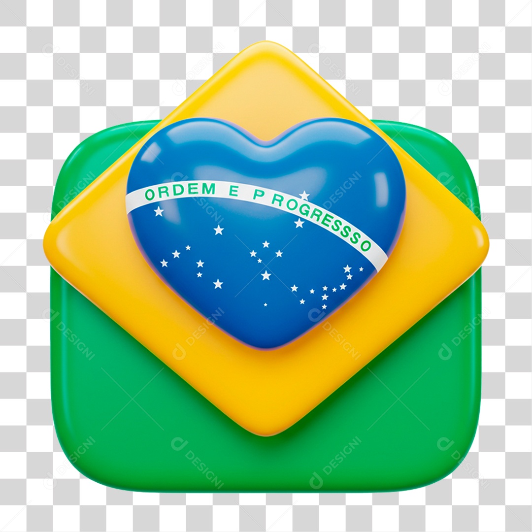 Ícone 3D Bandeira do Brasil PNG Transparente