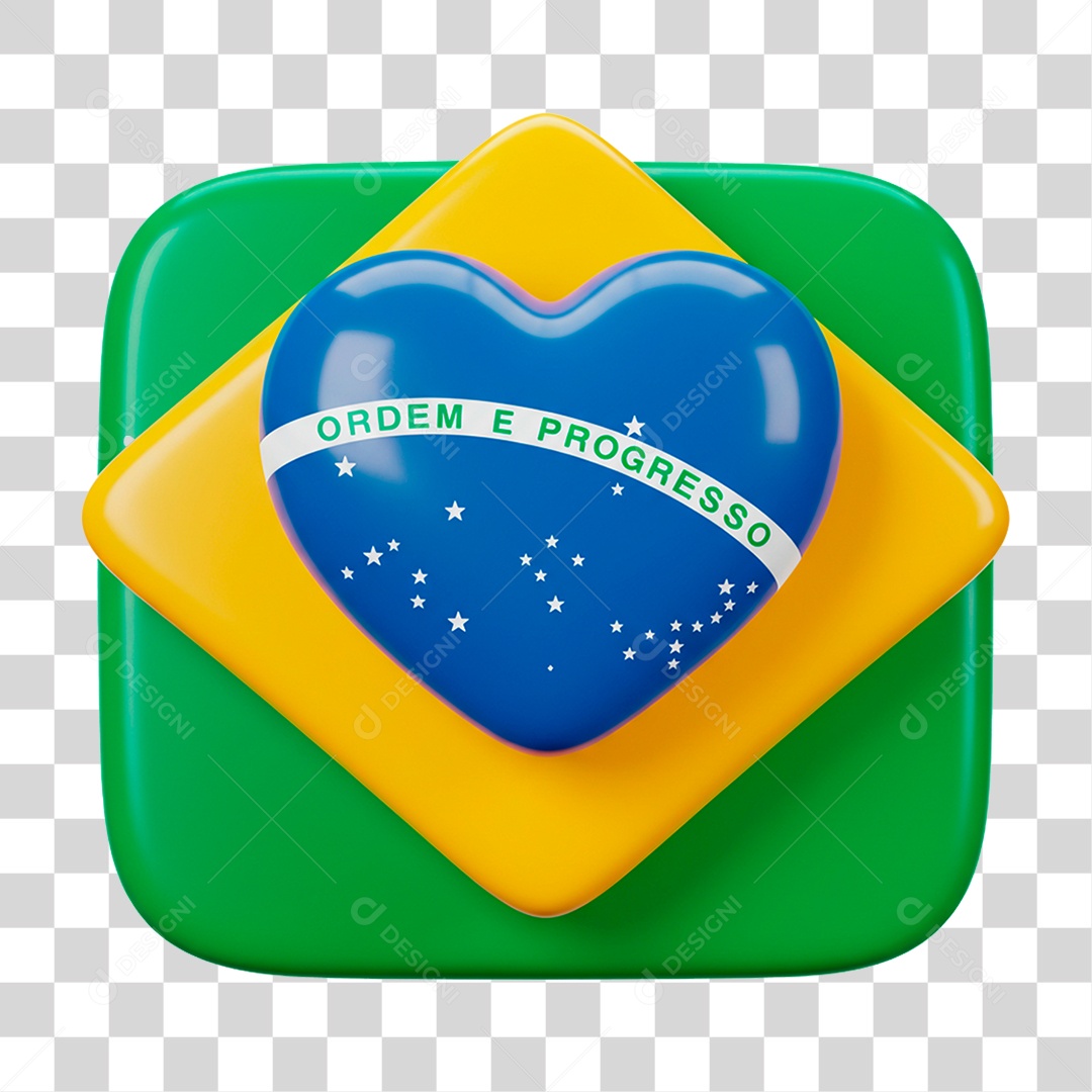 Ícone 3D Bandeira do Brasil PNG Transparente