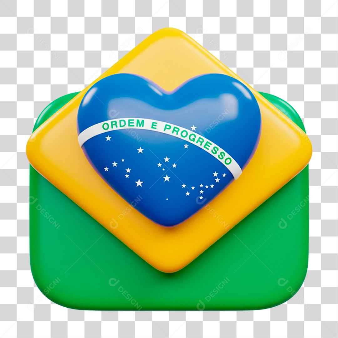 Ícone 3D Bandeira do Brasil PNG Transparente