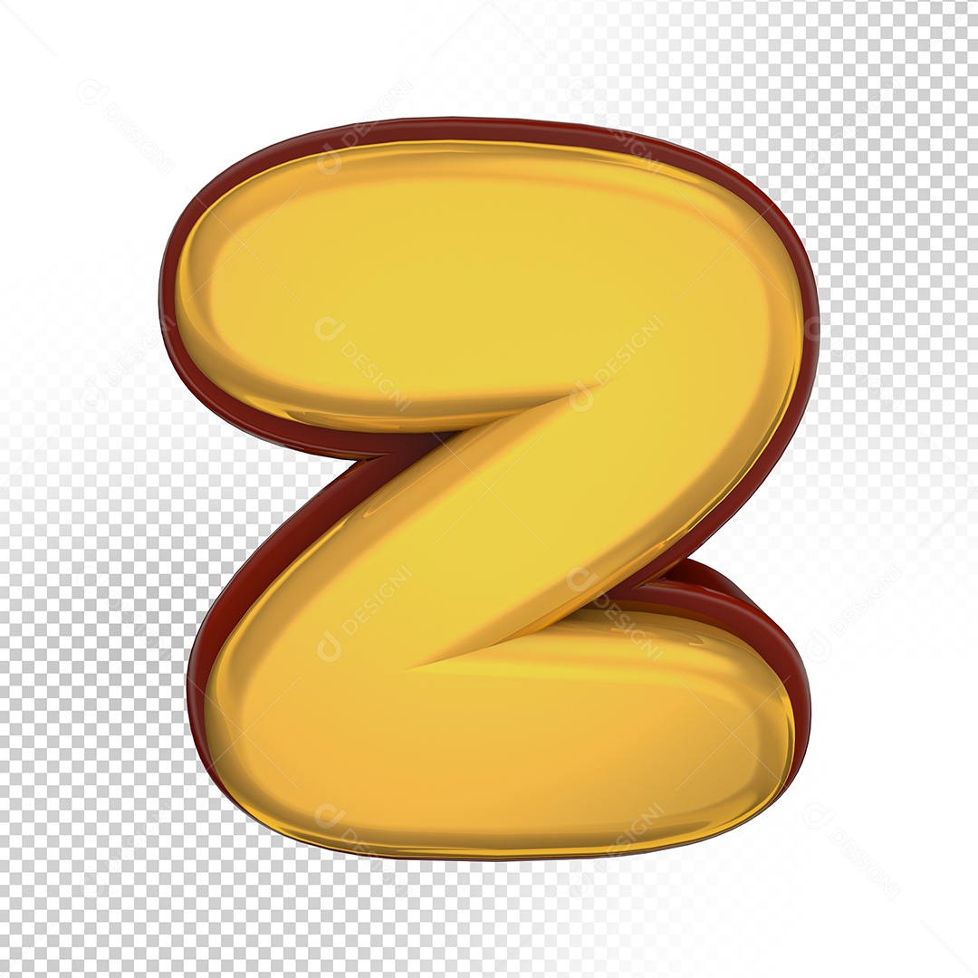 Elemento 3D Letra Z Amarela Para Composição PSD