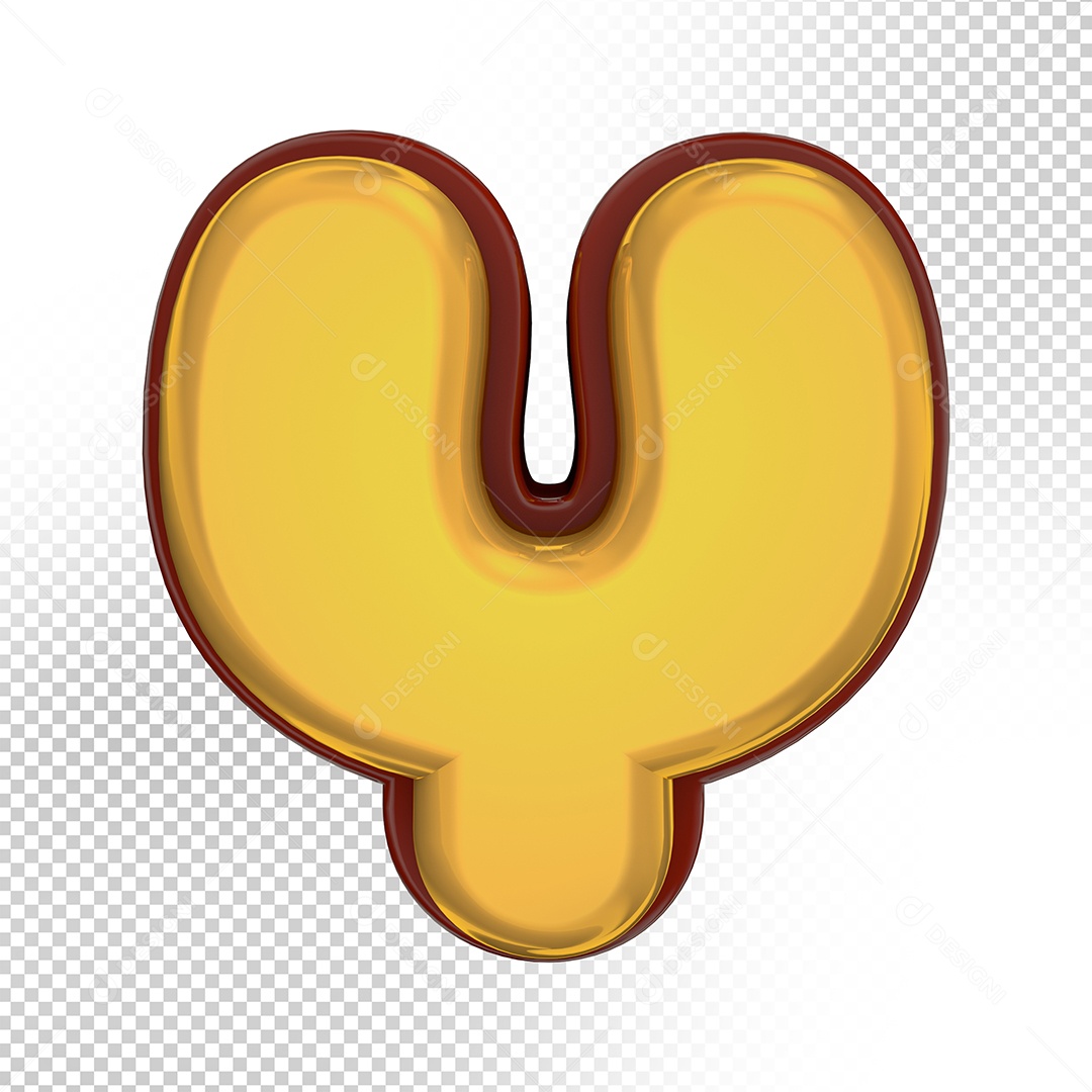 Elemento 3D Letra Y Amarela Para Composição PSD