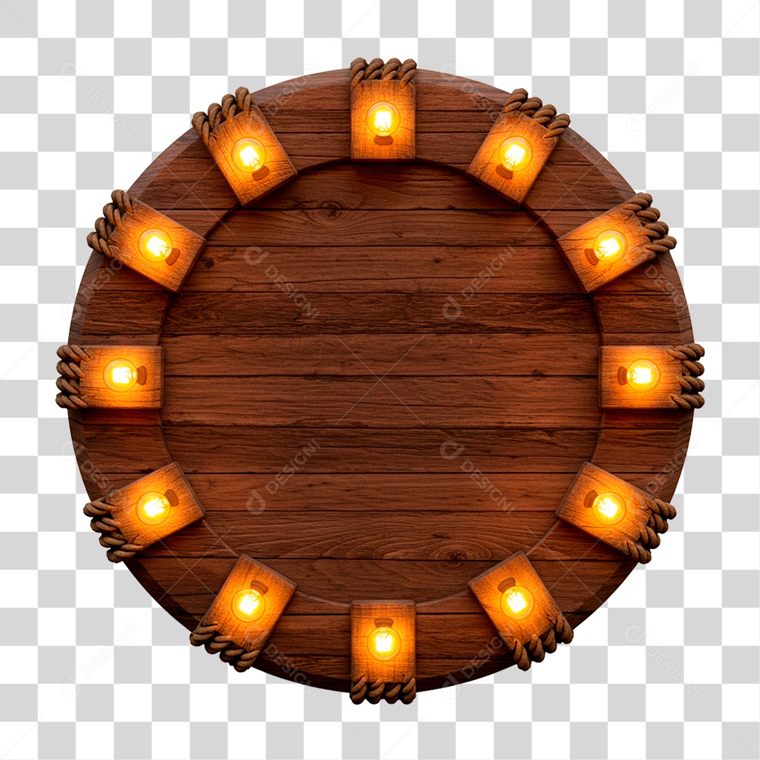 Painel de Madeira com Led PNG Transparente