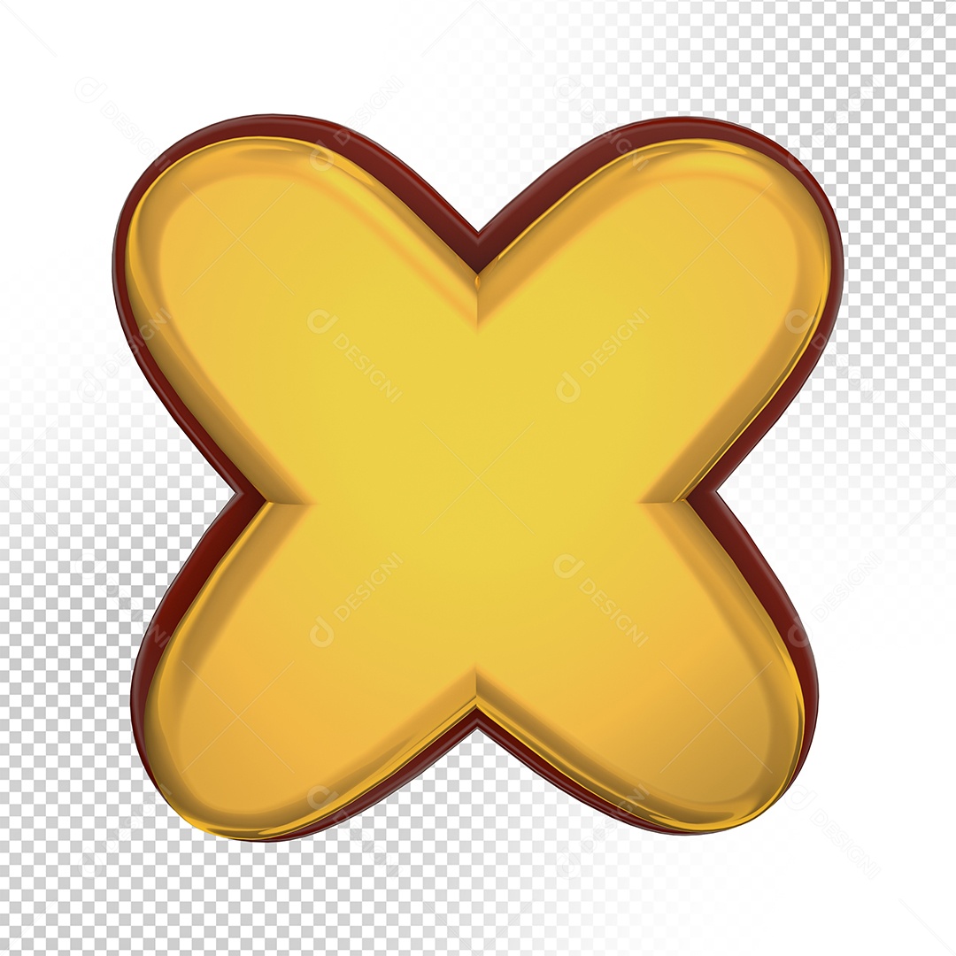Elemento 3D Letra X Amarela Para Composição PSD