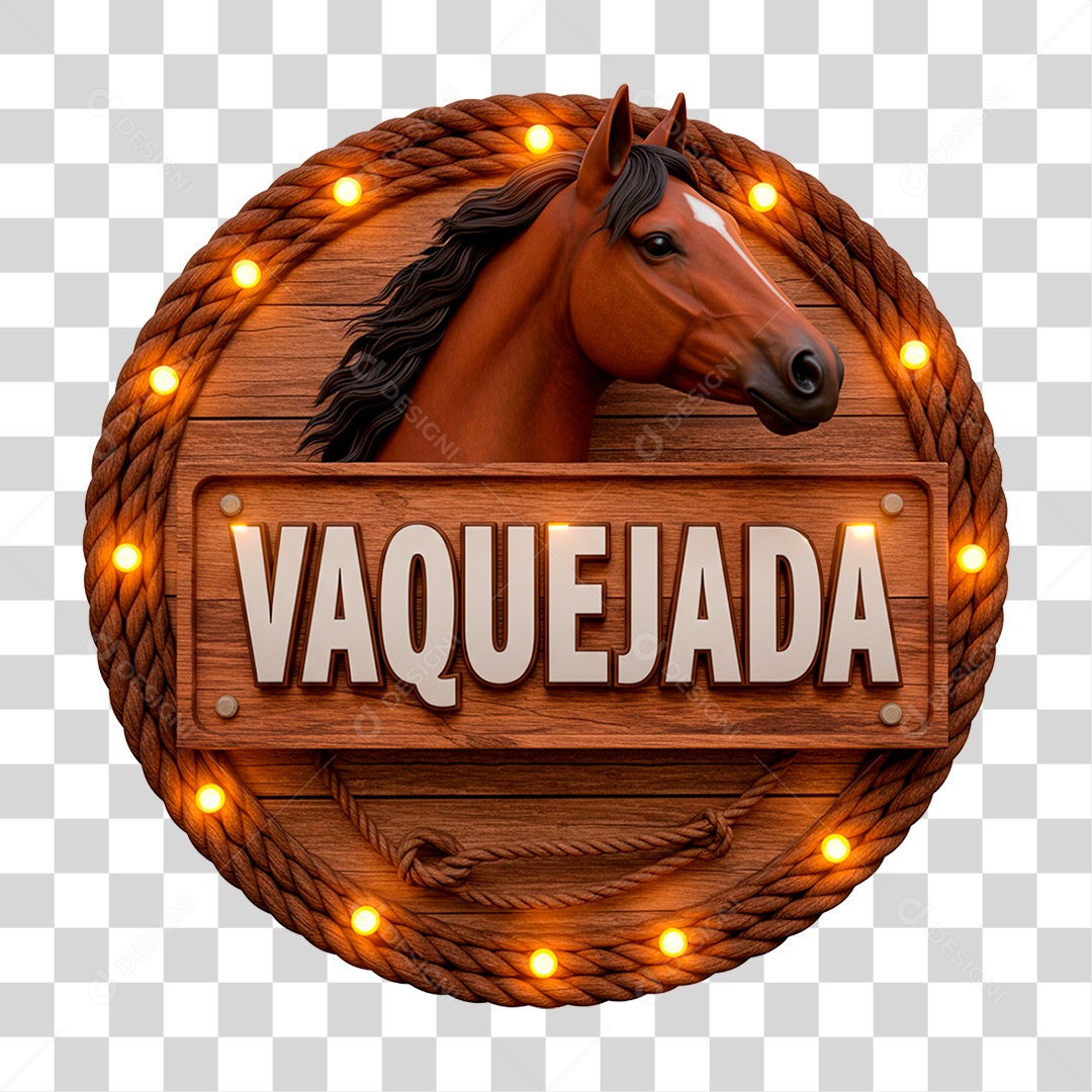 Selo 3D Vaquejada para Composição PNG Transparente