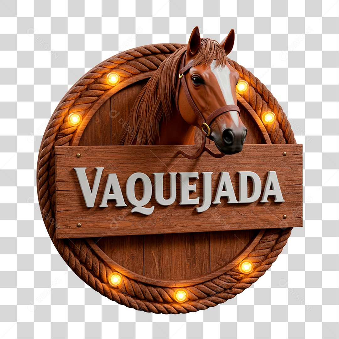 Selo 3D Vaquejada para Composição PNG Transparente