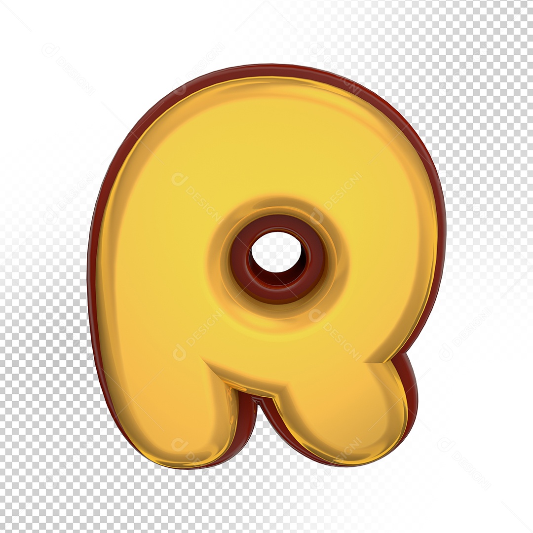 Elemento 3D Letra R Amarela Para Composição PSD