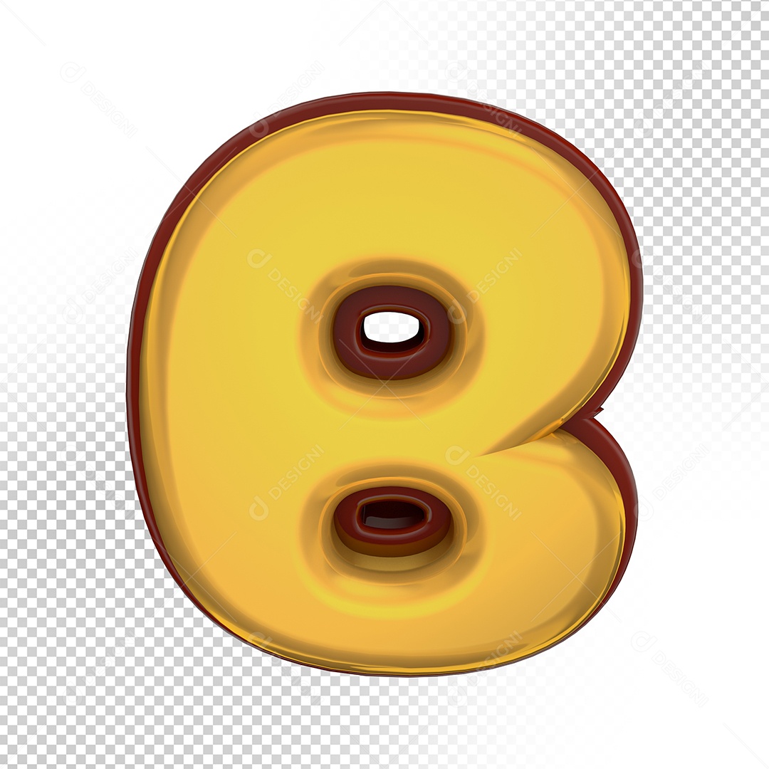 Elemento 3D Letra B Amarela Para Composição PSD