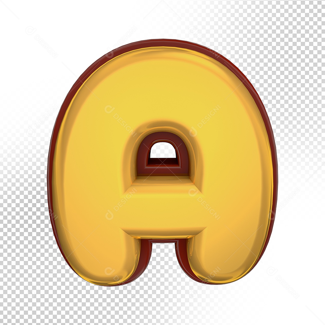 Elemento 3D Letra  A  Amarela Para Composição PSD