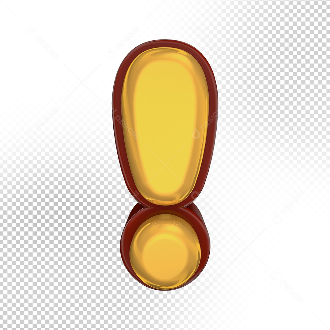 Ponto de Exclamação Amarelo Elemento 3D Para Composição PSD Editável