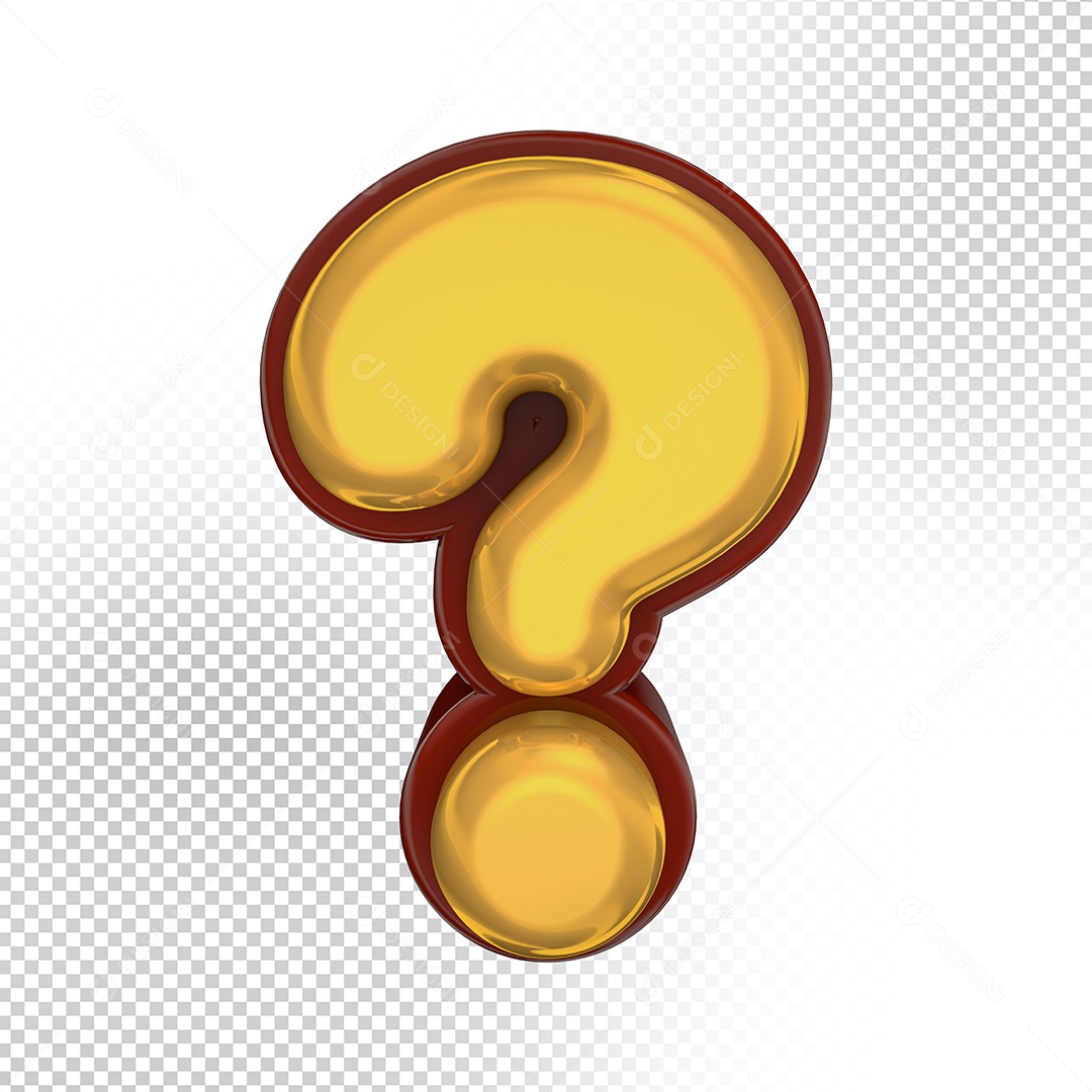 Ponto de Interrogação Amarelo Elemento 3D Para Composição PSD Editável
