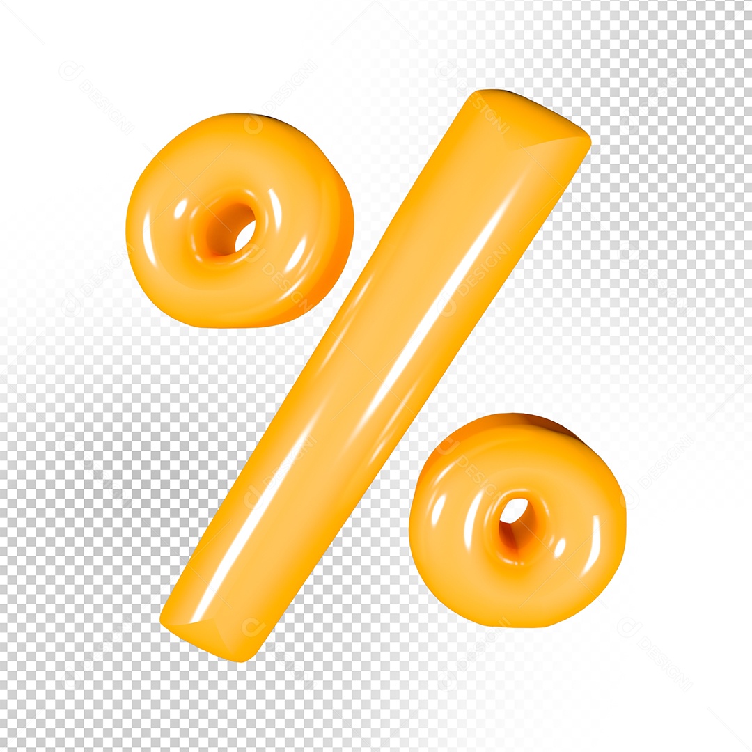 Elemento 3D % Símbolo De Porcentagem Amarelo Para Composição PSD