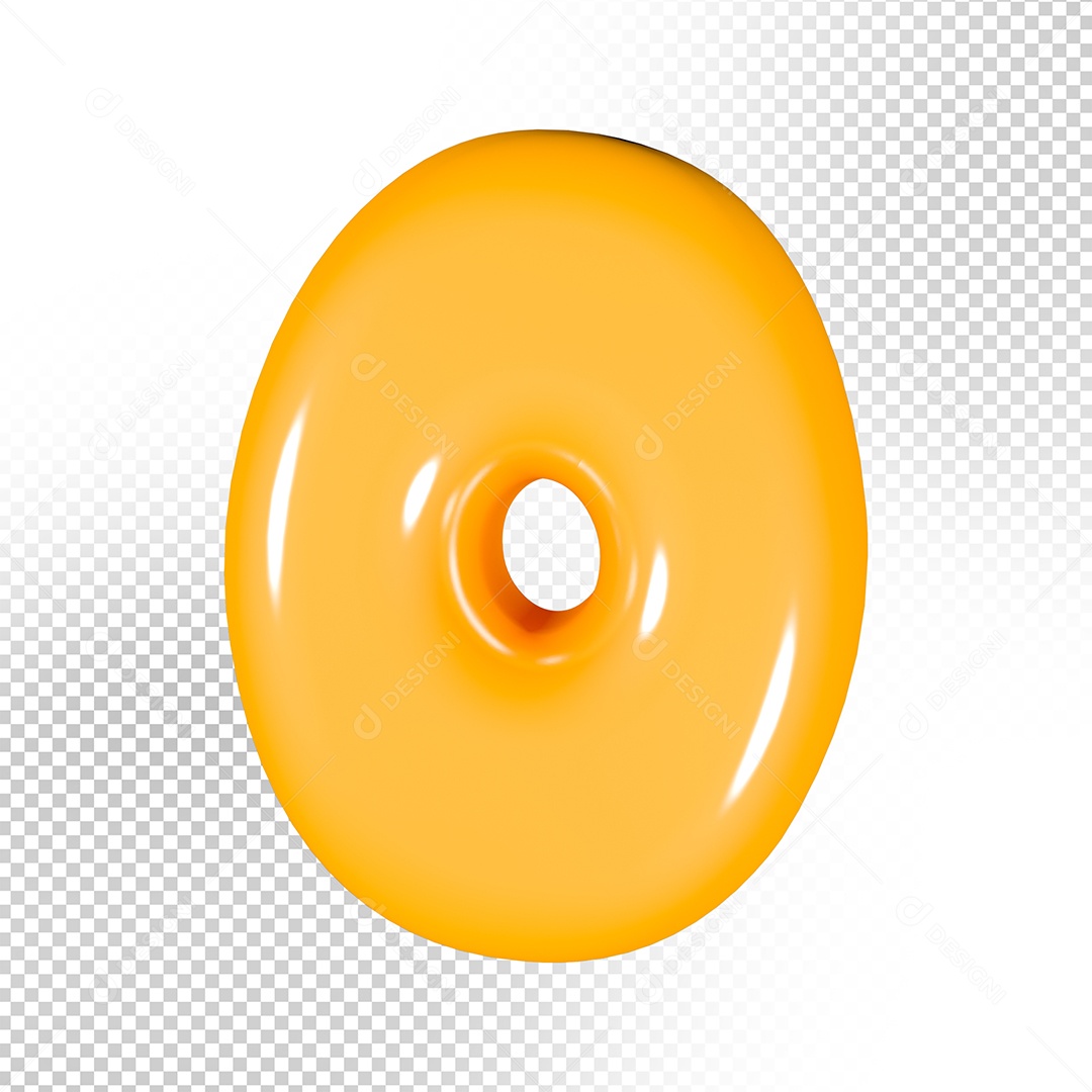 Elemento 3D Número 0 Amarelo Para Composição PSD