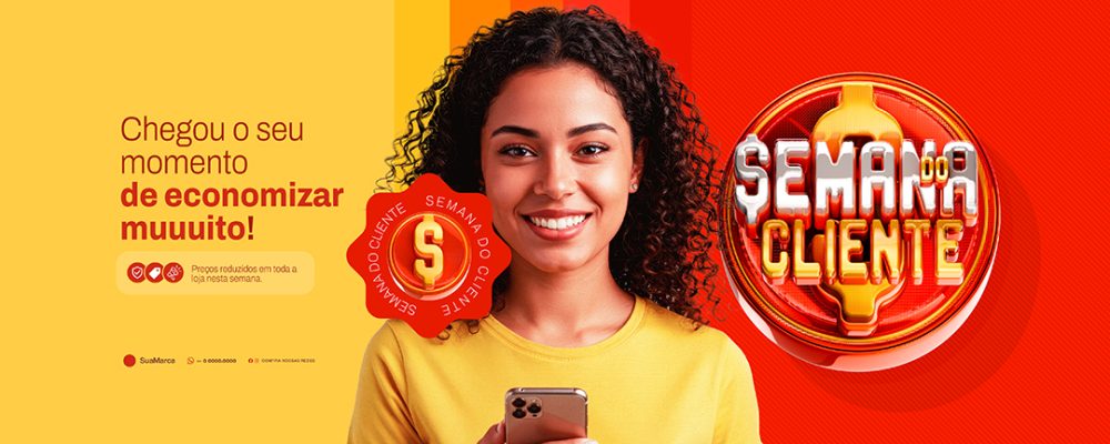 Carrossel Semana do Cliente Supermercado Chegou o Momento de Economizar Social Media PSD Editável