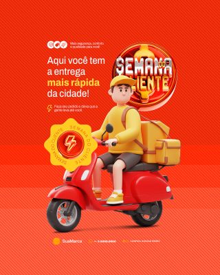 Semana do Cliente Supermercado Entrega Mais Rápida da Cidade Social Media PSD Editável