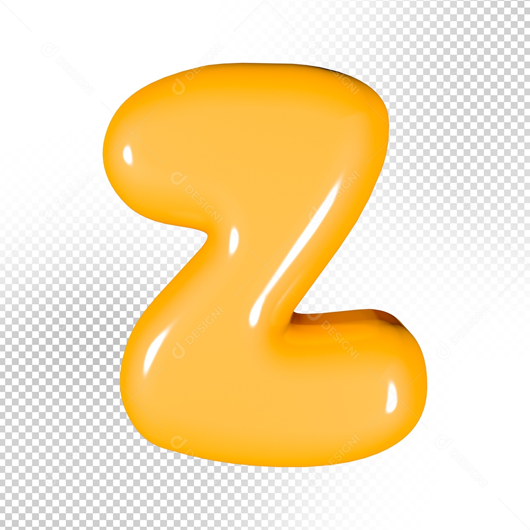 Elemento 3D Letra Z Amarela Para Composição PSD