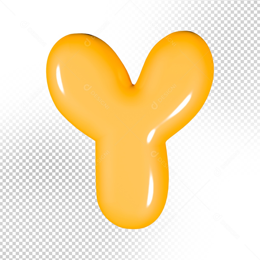 Elemento 3D Letra Y Amarela Para Composição PSD