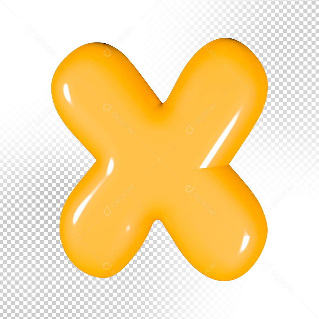 Elemento 3D Letra X Amarela Para Composição PSD