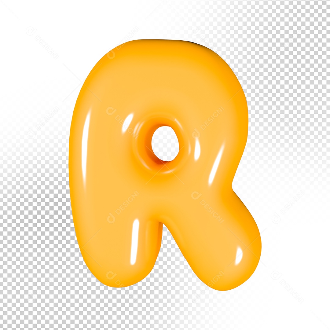 Elemento 3D Letra R Amarela Para Composição PSD