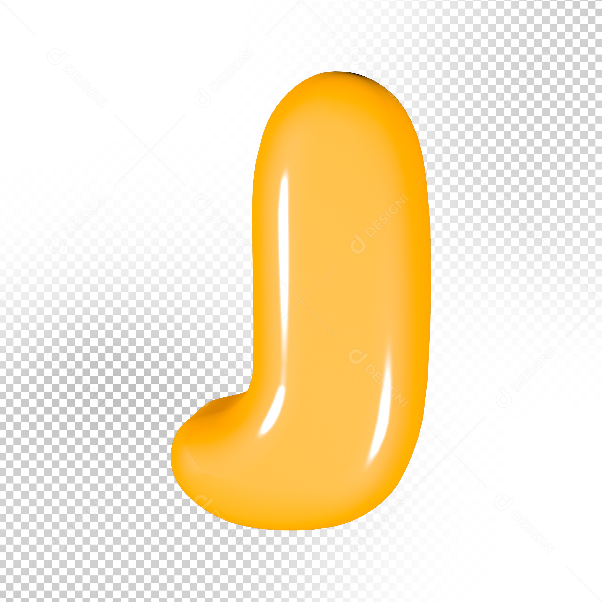 Elemento 3D Letra J Amarela Para Composição PSD