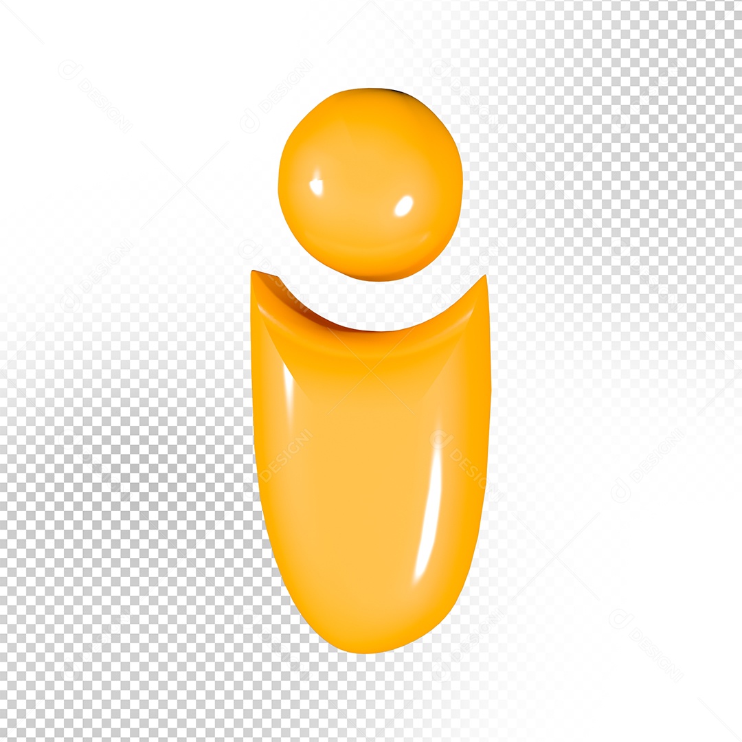 Elemento 3D Letra I Amarela Para Composição PSD