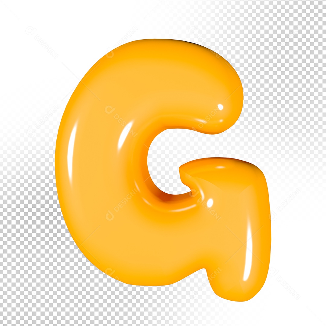 Elemento 3D Letra G Amarela Para Composição PSD