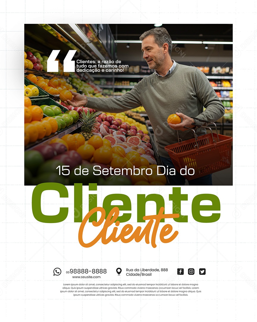 Dia do Cliente 15 de Setembro Supermercado Social Media PSD Editável