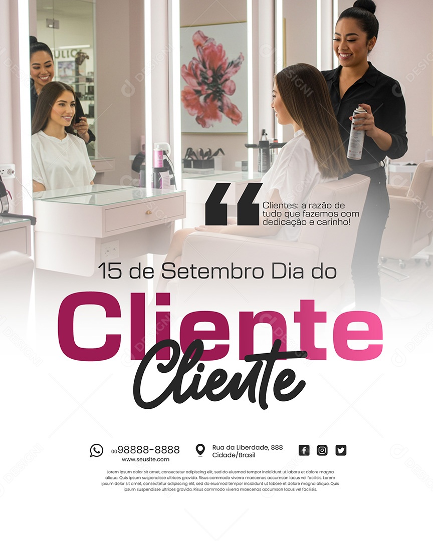 Dia do Cliente 15 de Setembro Salão de Beleza Social Media PSD Editável