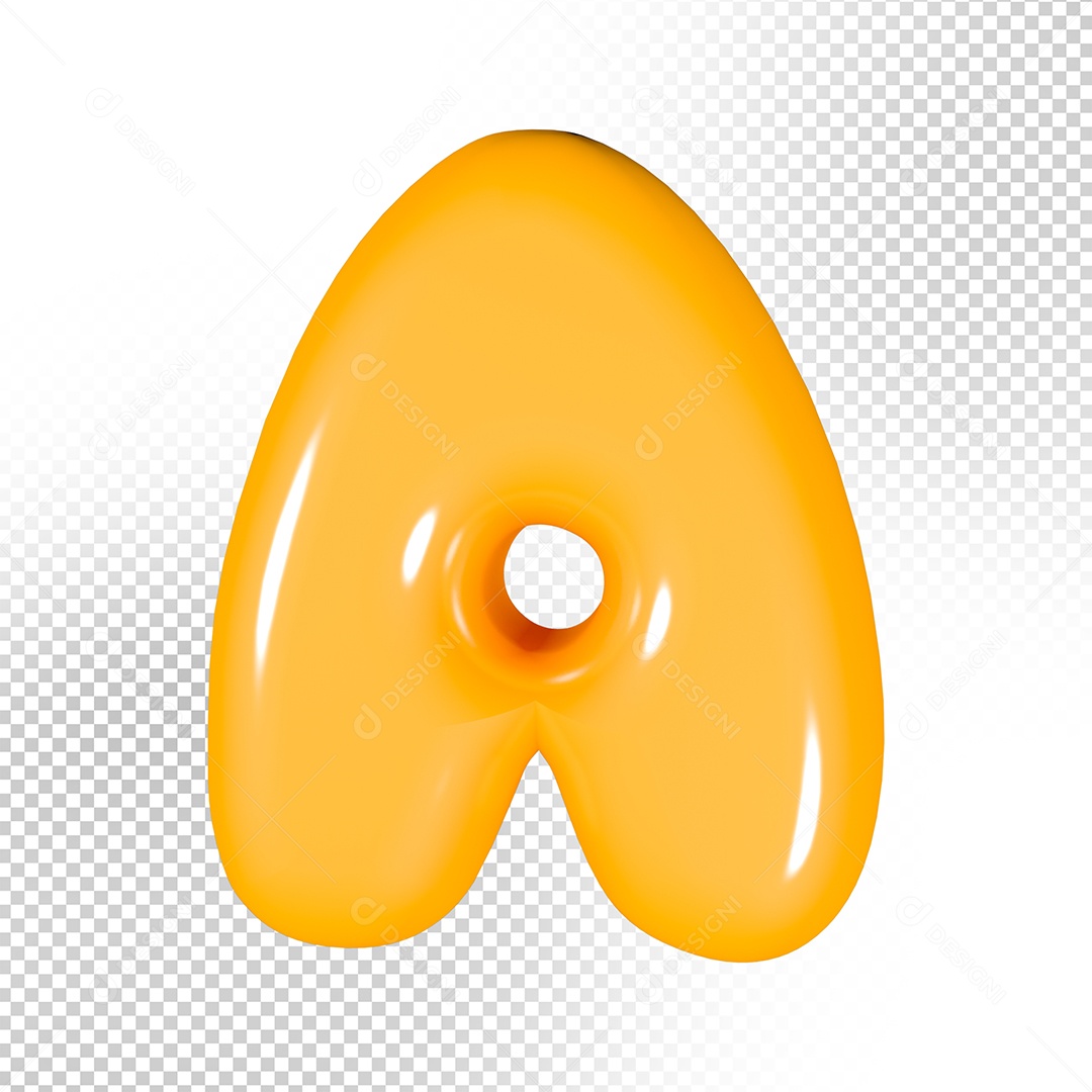 Elemento 3D Letra A  Amarela Para Composição PSD