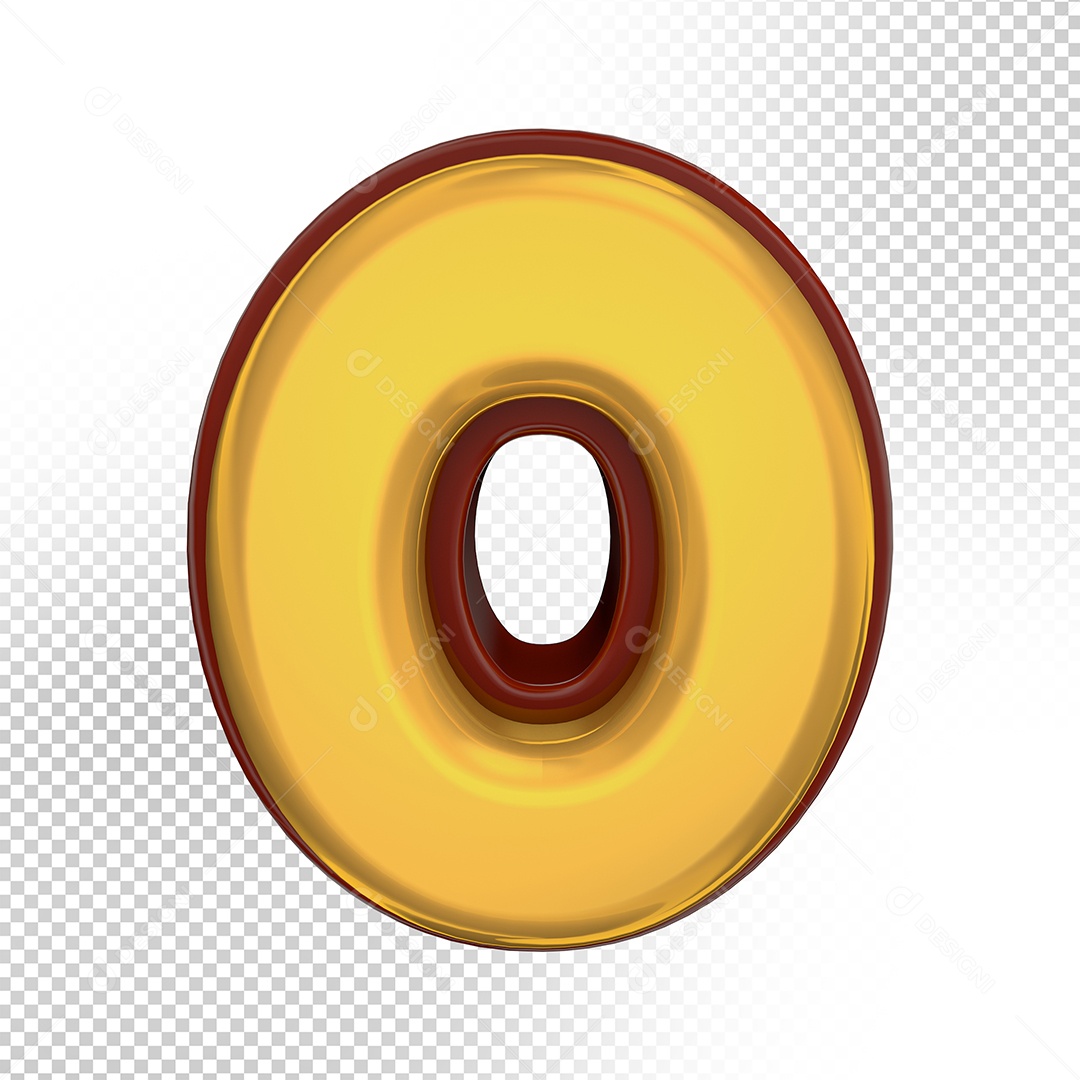 Elemento 3D Letra O Amarela Para Composição PSD