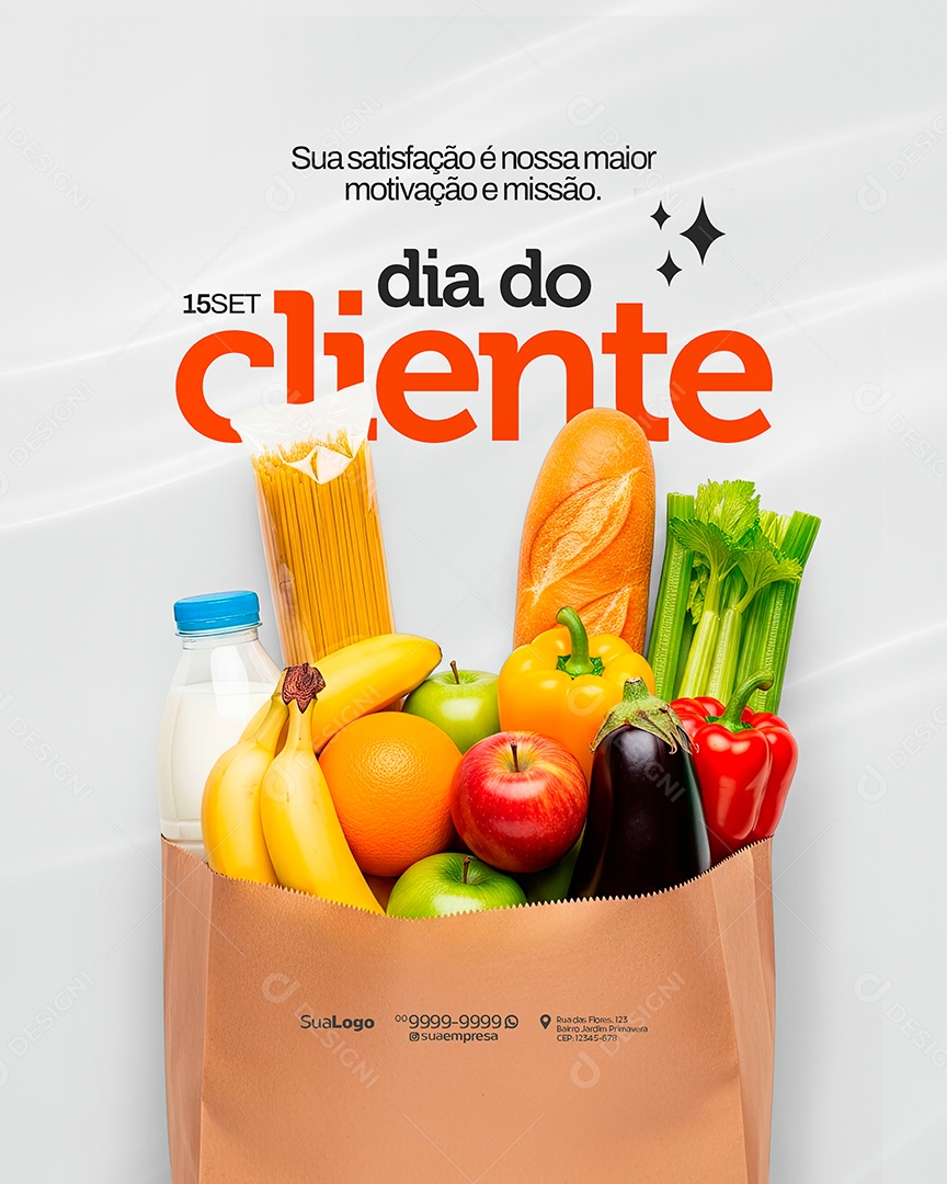 Dia do Cliente 15 de Setembro Supermercado Social Media PSD Editável