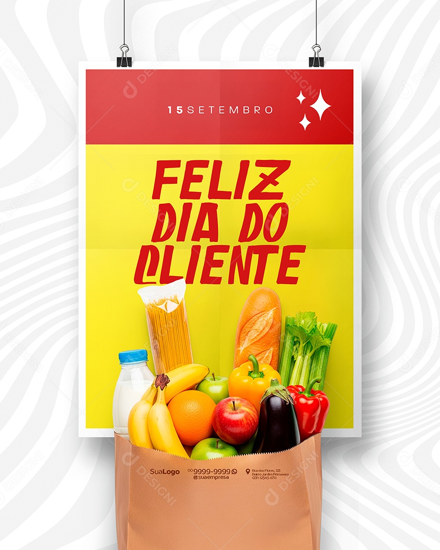 Feliz Dia do Cliente 15 de Setembro Supermercado Social Media PSD Editável