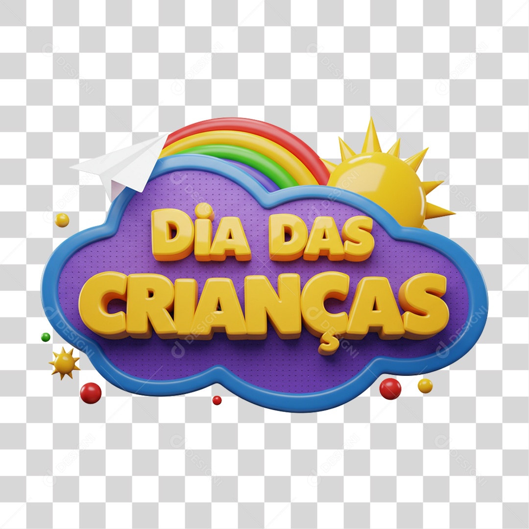 Selo 3D Dia das Crianças PNG Transparente