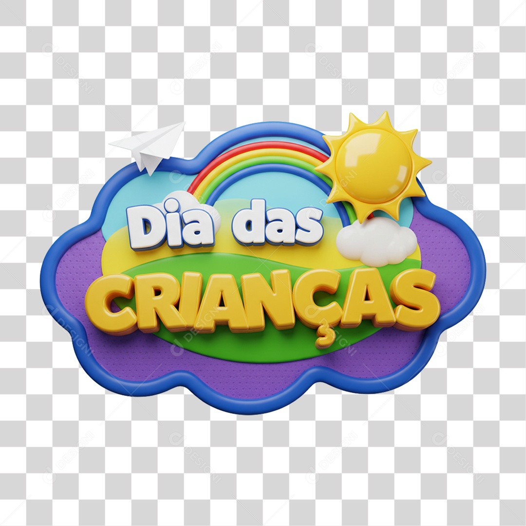 Selo 3D Dia das Crianças PNG Transparente