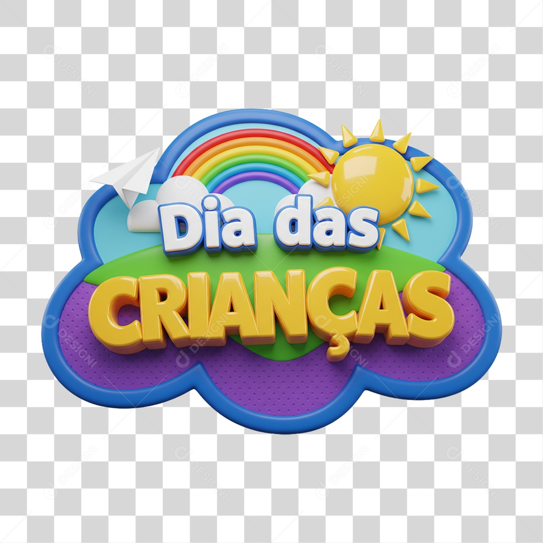 Selo 3D Dia das Crianças PNG Transparente