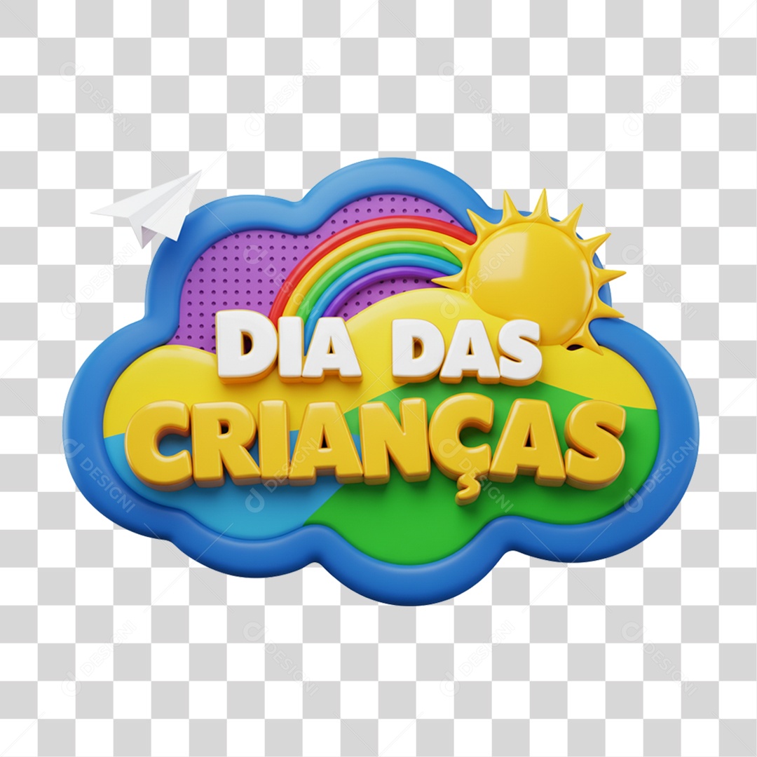 Selo 3D Dia das Crianças PNG Transparente