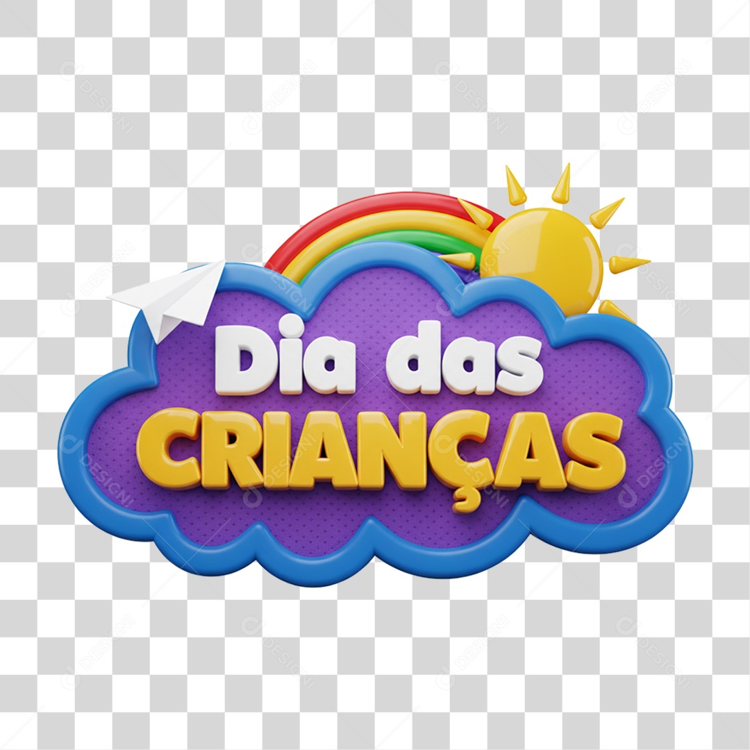 Selo 3D Dia das Crianças PNG Transparente