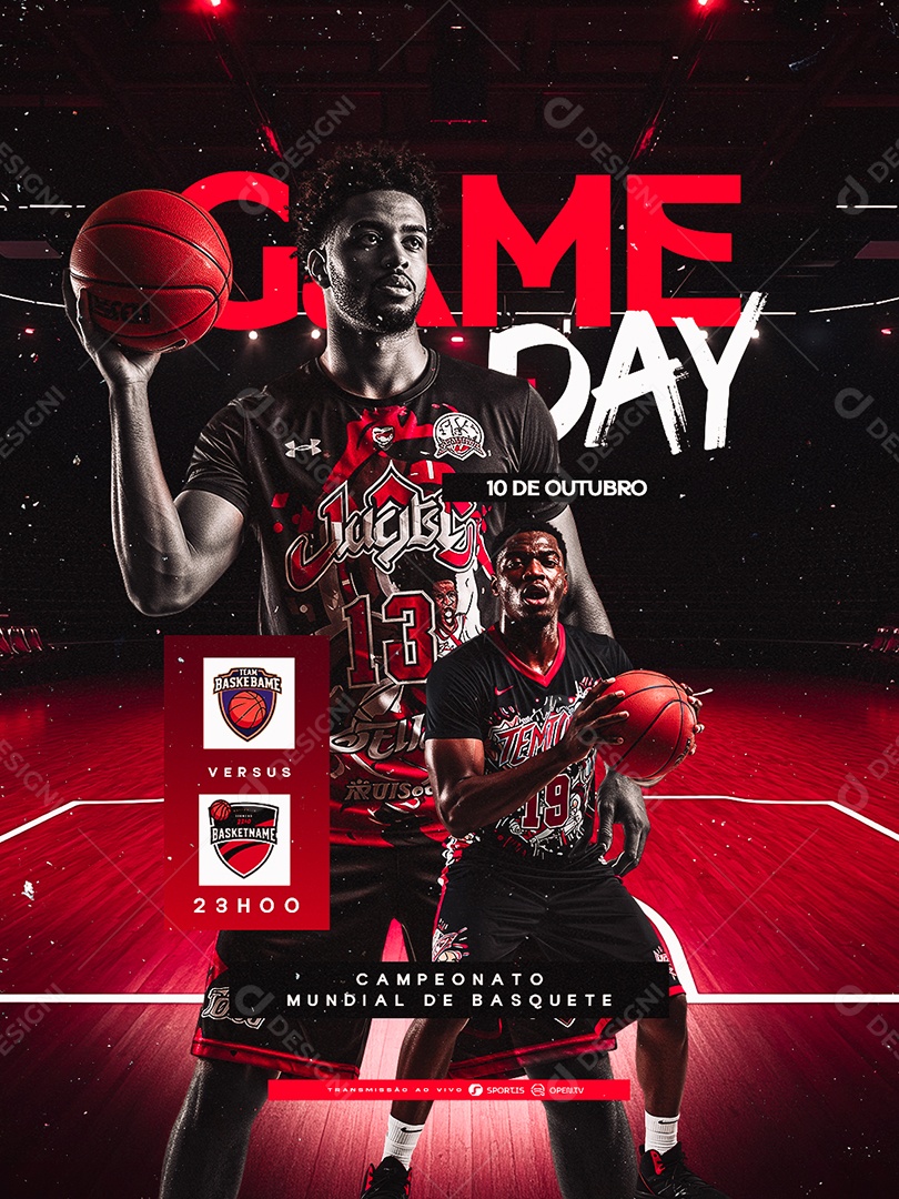 Campeonato Mundial de Basquete Game Day Social Media PSD Editável