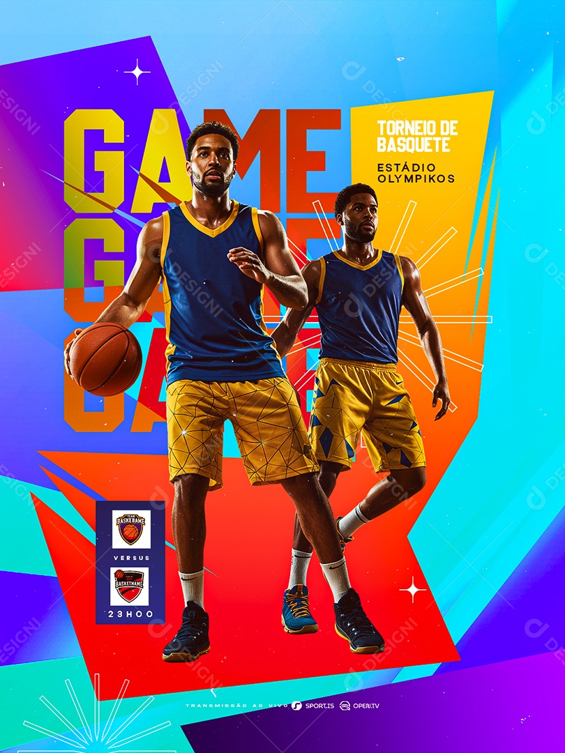 Torneio de Basquete Estádio Olympikos Game Social Media PSD Editável