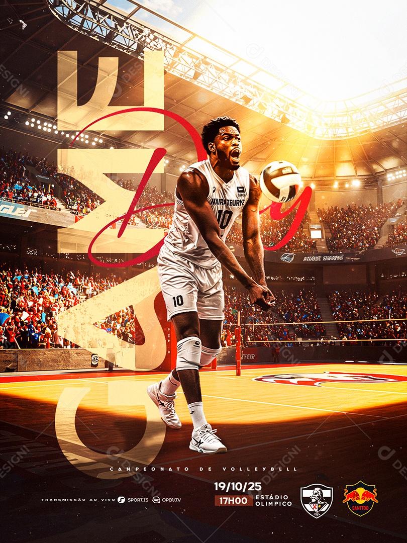 Campeonato de Volleyball Game Day Social Media PSD Editável