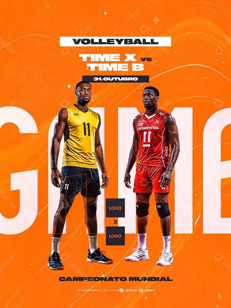 Campeonato Mundial de Volleyball Game Social Media PSD Editável