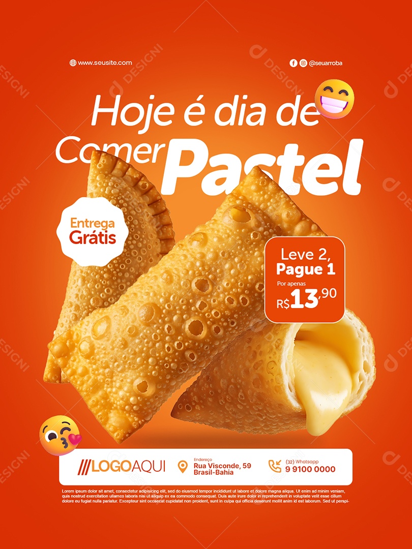 Promoção Pastelaria Hoje é Dia de Comer Pastel Social Media PSD Editável