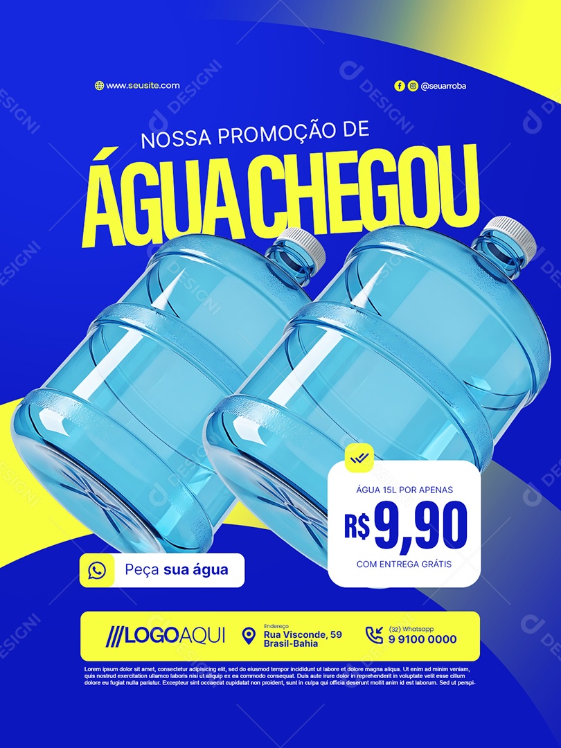 Promoção Distribuidora de Água Peça Sua Água Social Media PSD Editável