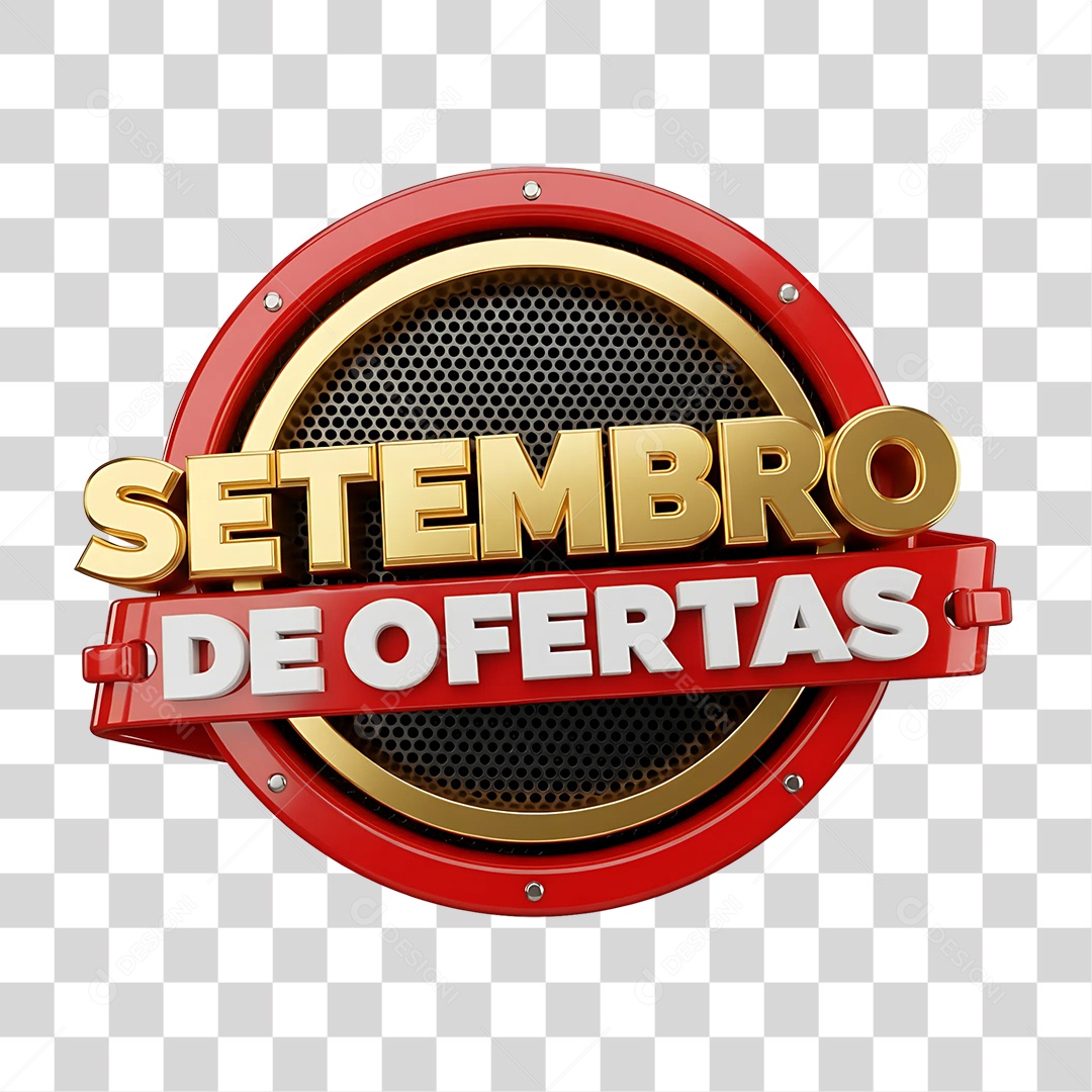 Selo 3D Setembro de Ofertas PNG Transparente