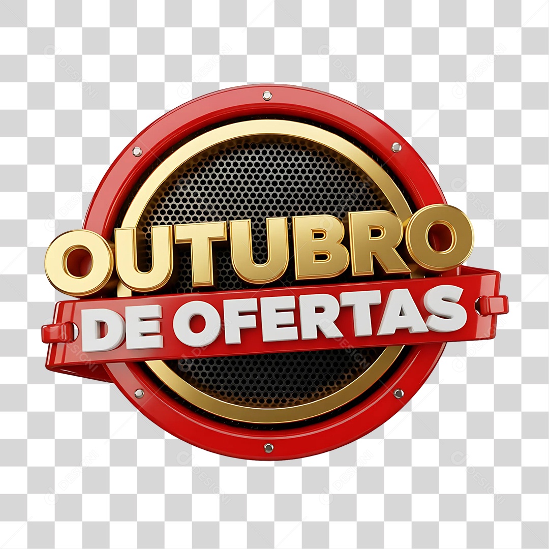 Selo 3D Outubro de Ofertas PNG Transparente
