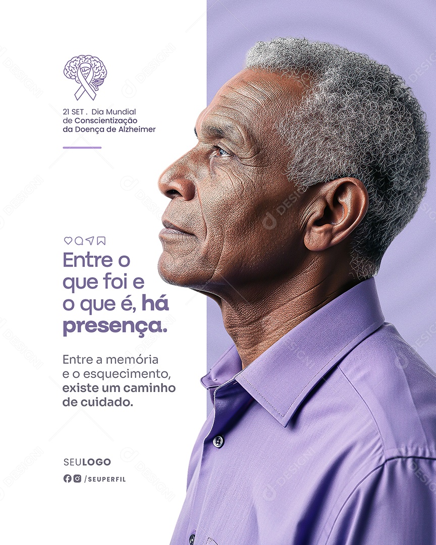 Dia Mundial da Doença de Alzheimer 21 de Setembro Entre a Memória Social Media PSD Editável