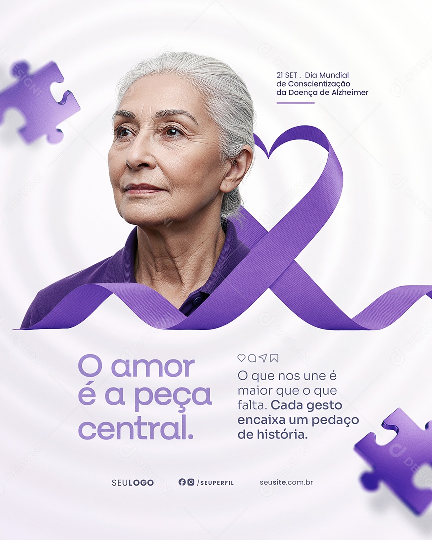 Dia Mundial da Doença de Alzheimer 21 de Setembro Social Media PSD Editável